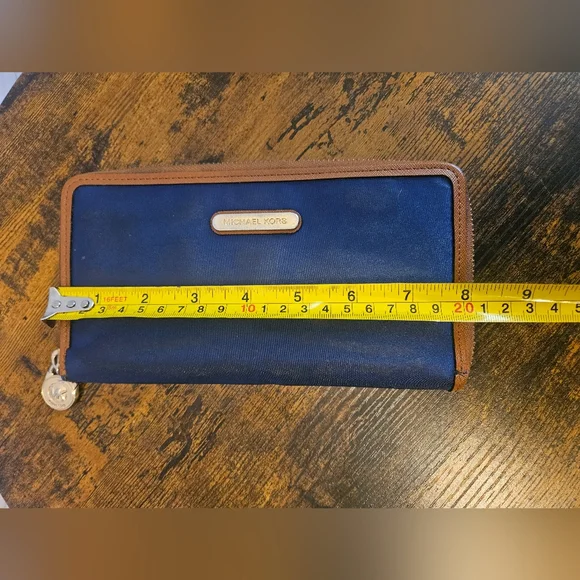 Michael Kors Blue & Tan Zip-Around Continental Wallet - Picture 7 of 9